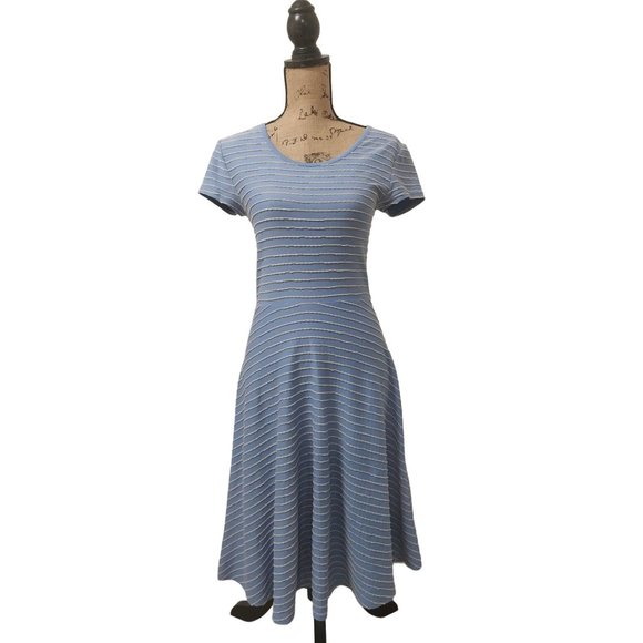 Matilda Jane Blue Exploration Striped Knit Dress Short Sleeve Womens Sz XS - Picture 1 of 10